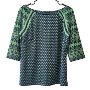 Gretchen Scott Green Geometric 3/4 Sleeve Blouse Size M
